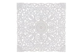 Giner Y Colomer - Cabecero decorativo MDF, sculpté main, couleur blanc vieilli, dimensions 120x120 cm, 4 cm d'épaisseur, pour chambre à coucher
